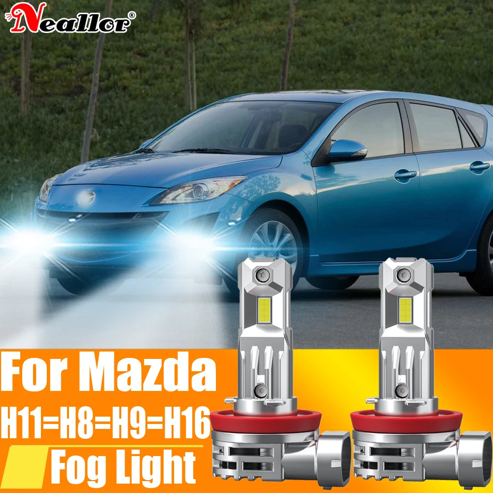

2x H11 H8 Светодиодные противотуманные фары Canbus H16 H9 Автомобильная лампа 6000K Диодные ходовые огни 12 В 55 Вт Для Mazda 2 3 5 6 CX5 CX7 MX5