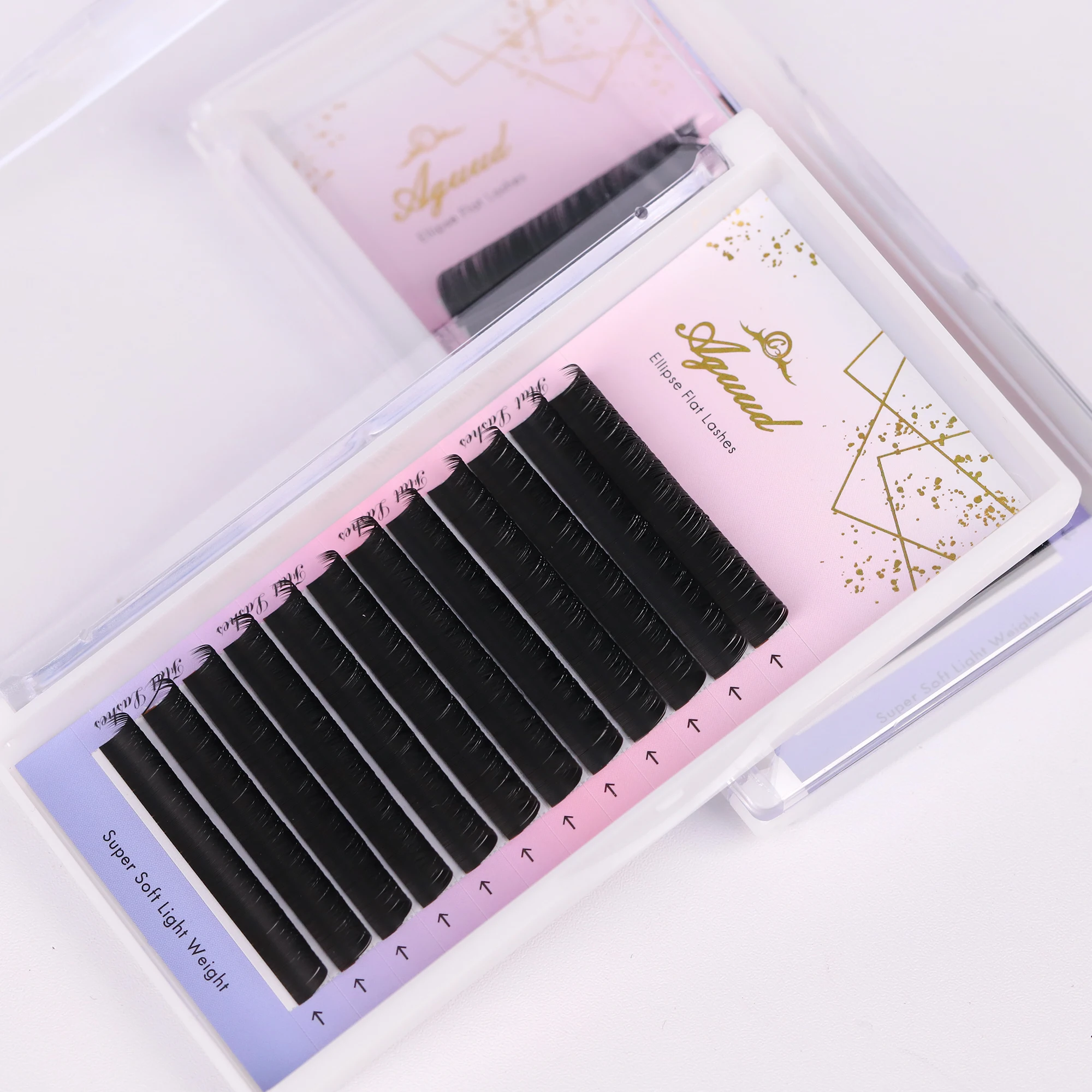 Aguud escuro preto liso cílios extensões individuais vison mais suave cílios suprimentos elipse volume split dicas cílios de caxemira