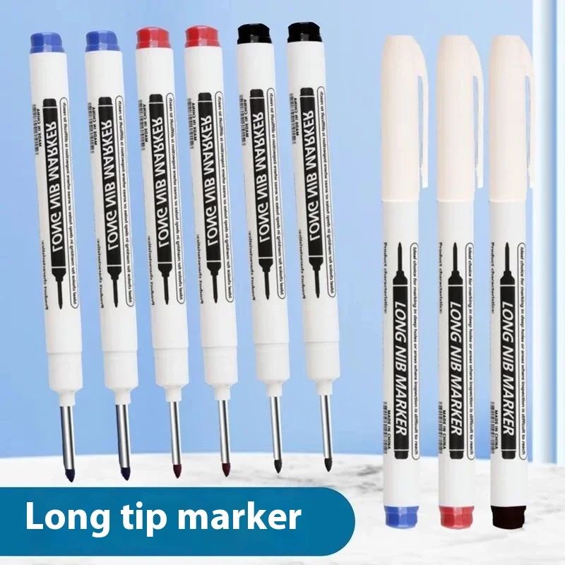 5Pcs 20mm Deep Hole Long Nib Head Markers for Metal Perforating Pen Waterproof Bathroom Woodworking Decoration Multi-Purpose image 3