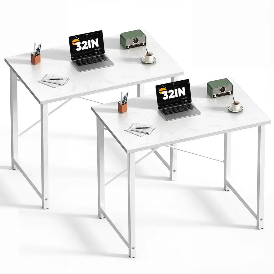 

Small Computer Office Desk 32 Inch Student Study Writing Work with Metal Frame Wood Tabletop Modern Simple Home Bedroom PC Tabl