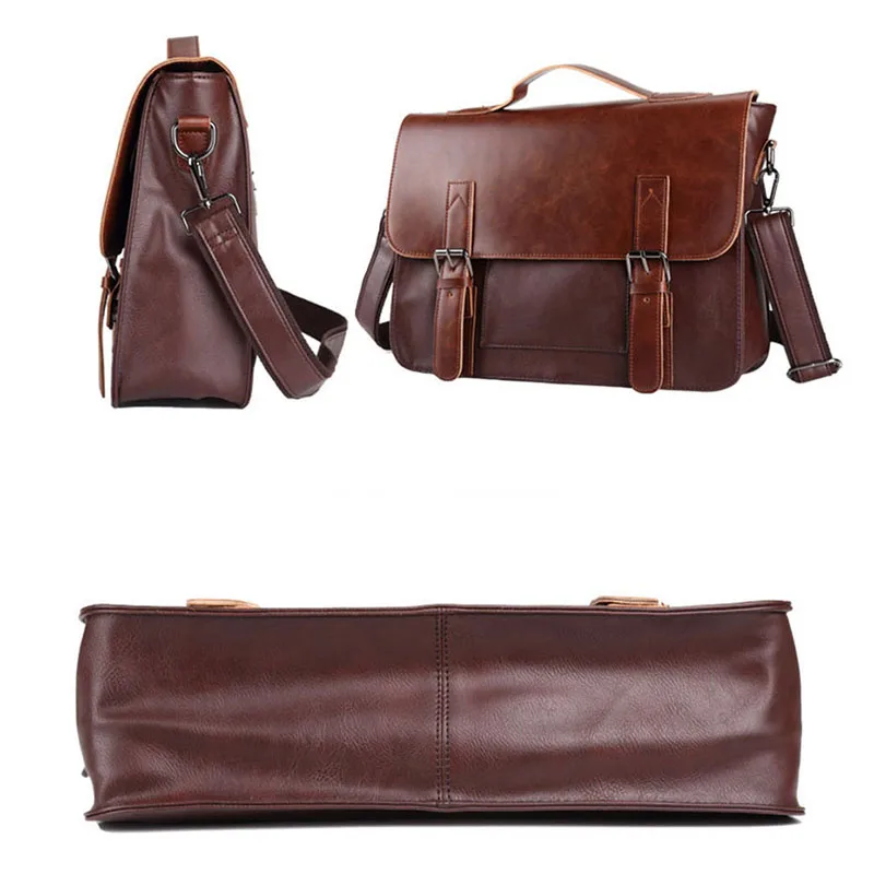 Cavalo Louco Artificial Coréia Estilo Bolsa De Negócios Laptop Pacotes De Café De Couro Casual Homens Mensageiro Sacos De Ombro