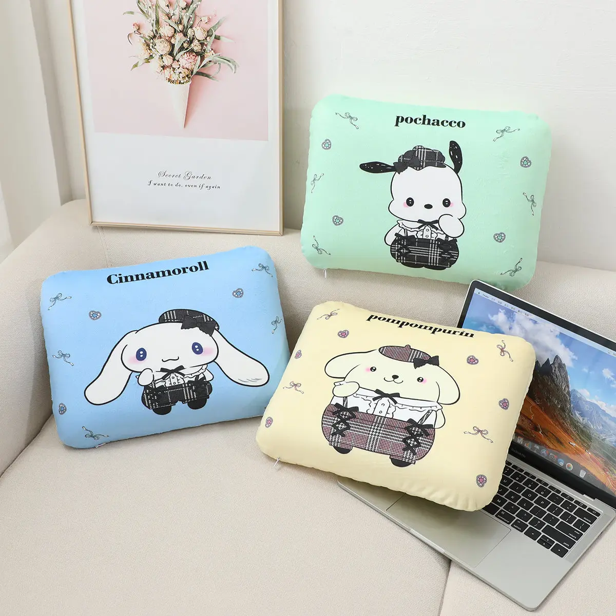 Sanrio Kuromi Cinnamoroll Plush Pillow Cute Cartoon Anime Pochacco My Melody Memory Cotton Cushion Comfortable Gifts For Girl