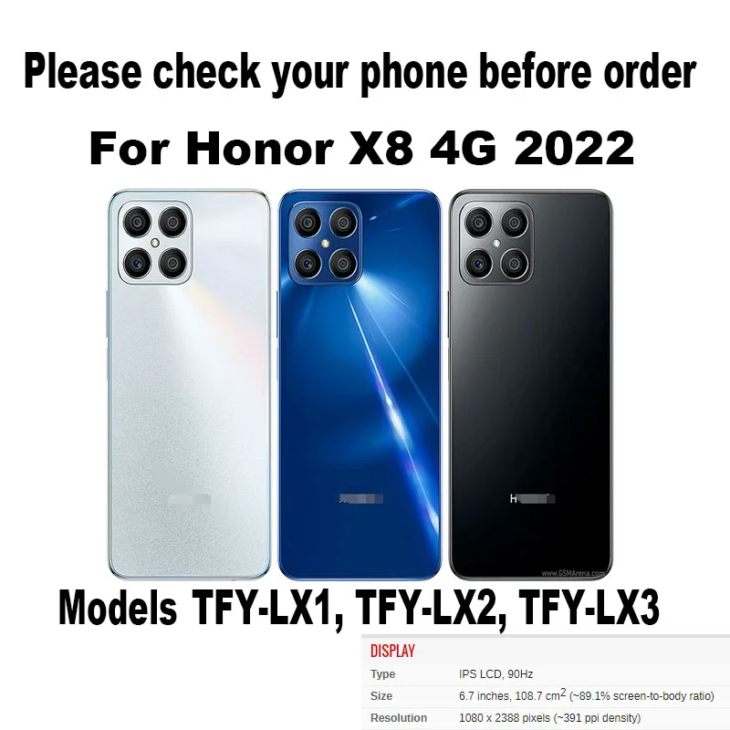 For Huawei Honor X8 Back Camera Glass Rear Lens Cover With Frame Cover Holder Replacement 2022 4G