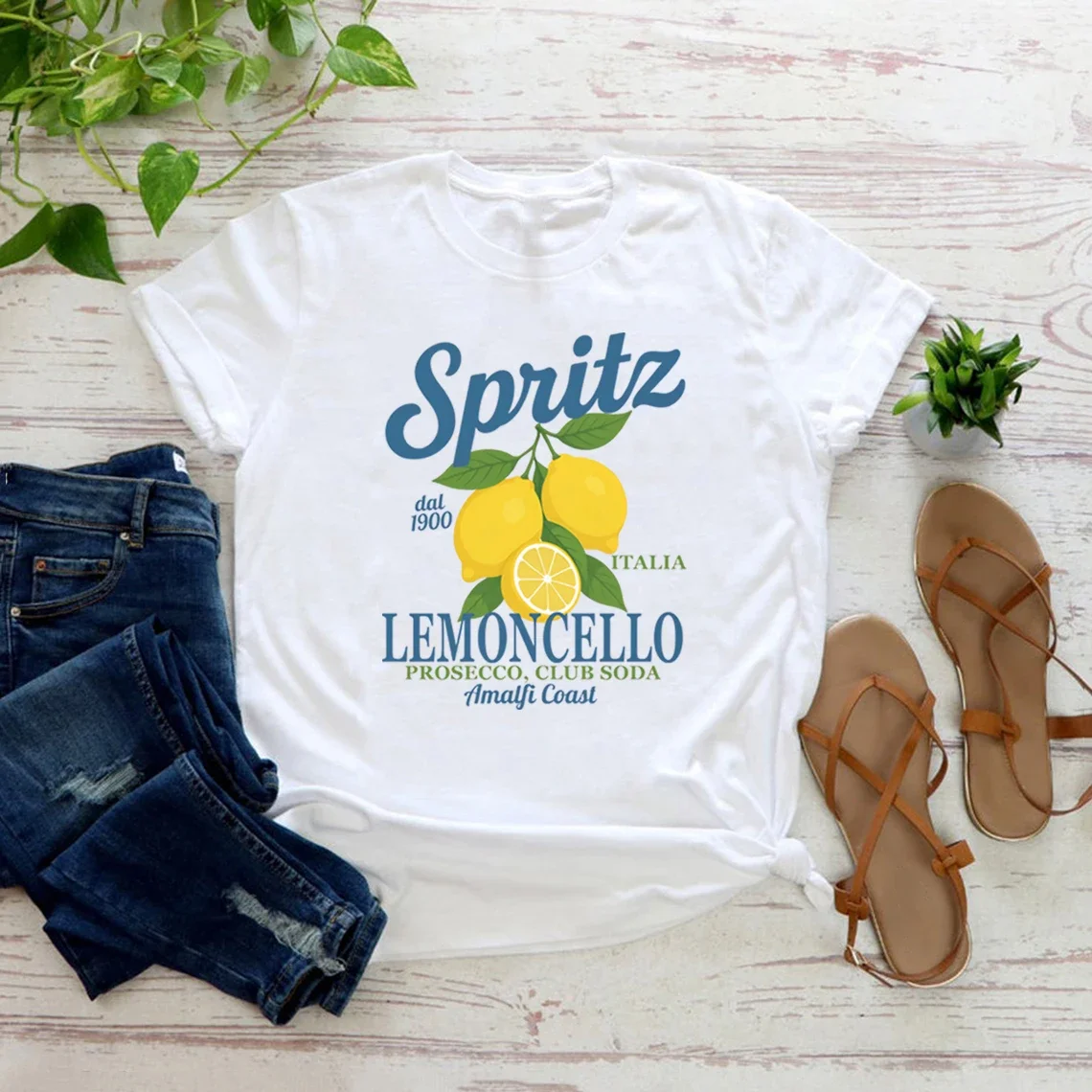 Camiseta Limoncello La Dolce Vita, camiseta con estampado de limón, camiseta italiana de verano para mujer, camiseta de manga corta, camisetas informales, regalo de vacaciones en Italia