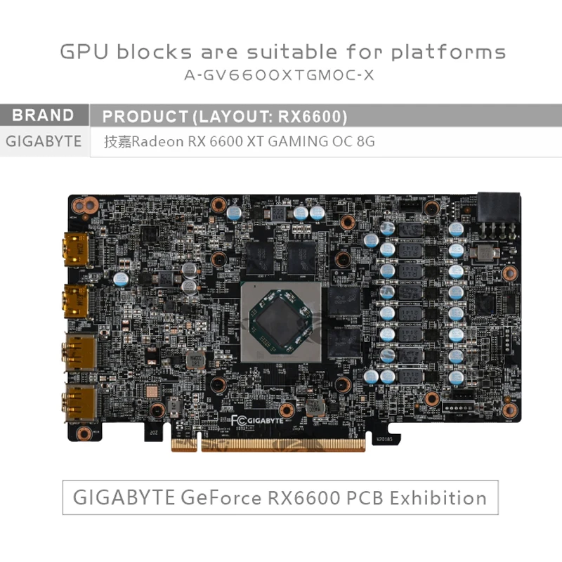 Bykski GPU Block for GIGABYTE RX6600XT GAMING OC 8G Video Card Water Cooler / Copper Cooling Radiator RGB SYNC A-GV6600XTGMOC-X