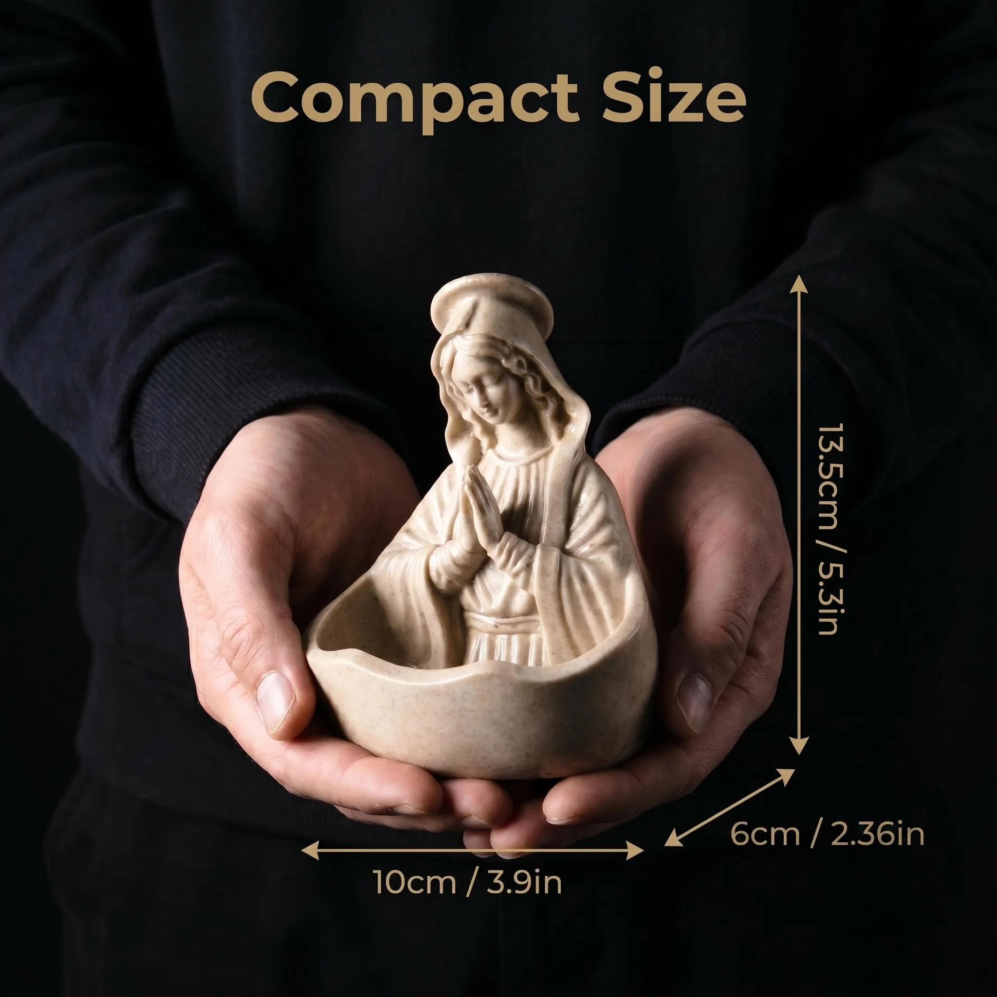 Imitation Sandstone Praying Virgin Mary Storage Statue, Decor Figurine for Home Living Room & Entryway, Religious Gift and Decor