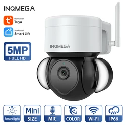 INQMEGA 5mp reflektor Yard kamera bezpieczeństwa śledzenie PIR detekcja ruchu kamera PIZ kompatybilna z Google Home i Alexa CCTV