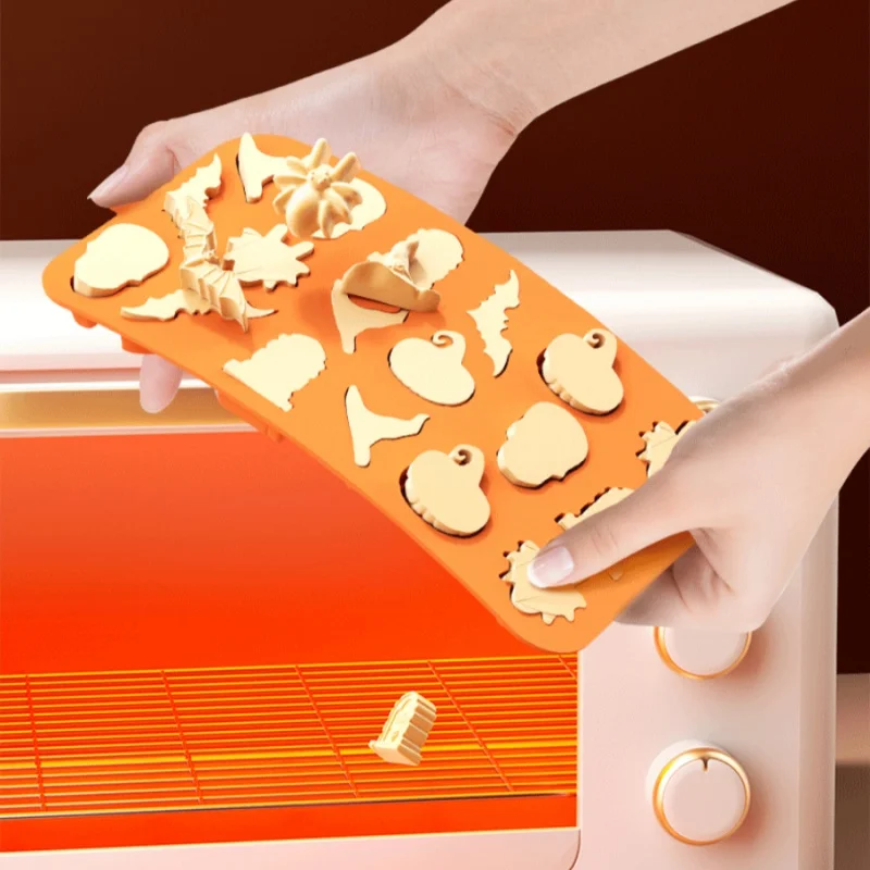 1pc Stampo per cioccolato di Halloween Zucca Teschio Ragno Pipistrello Torta in silicone Caramelle Biscotto Cubo di ghiaccio Stampo per gelatina Stampo per cottura a casa