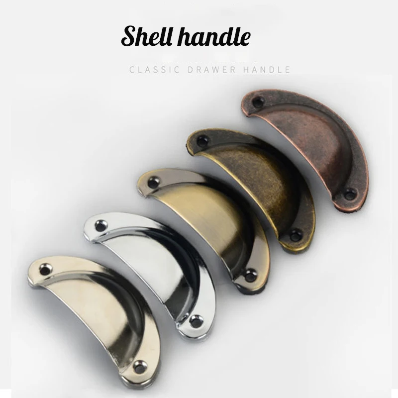 Shell Handle Medicine Cabinet Cabinet Door Drawer Handle Semicircular Simple Retro Chinese Handle Bronze Antique Small Handle