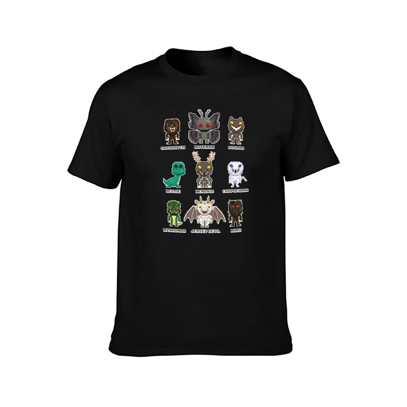 8-Bit Cryptid Monsters - Cute Sasquatch, Mothman, Dogman, Nessie, Wendigo, Chupacabra, Lizardman, Jersey Devil, Momo T-Shirt
