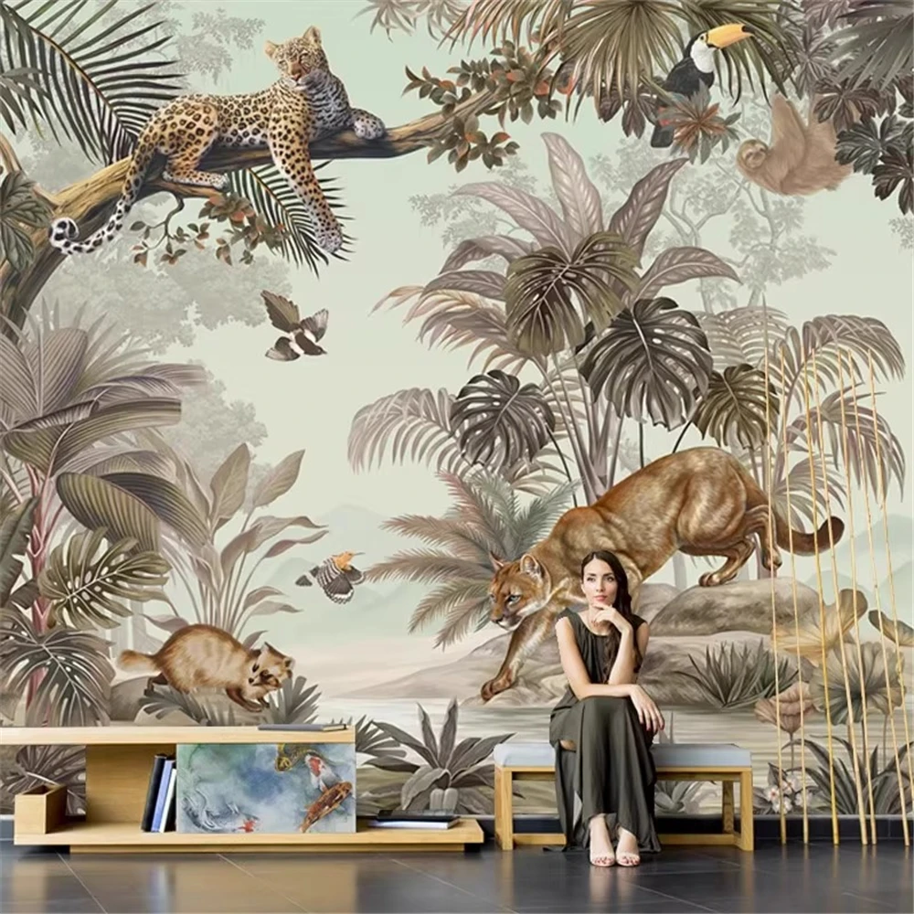 

custom papel de parede 3D photo wallpaper Retro rainforest animal monkeys landscape bedroom art mural wall paper home decoration