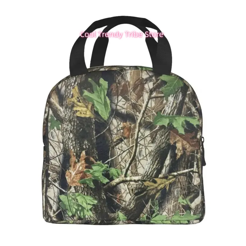 Women's Real Tree Camo Insulated Thermal Lunch Bag & Cooler - Leakproof Oxford Fabric Food-Safe Thermal Tote with Camouflage Des