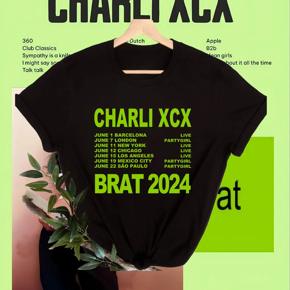 Charli XCX Brat T Shirt 2024 Brat Album Men/Women Aesthetic Tshirt Unisex High Quality Streetwear Vintage Cotton Tees Shirt Tops