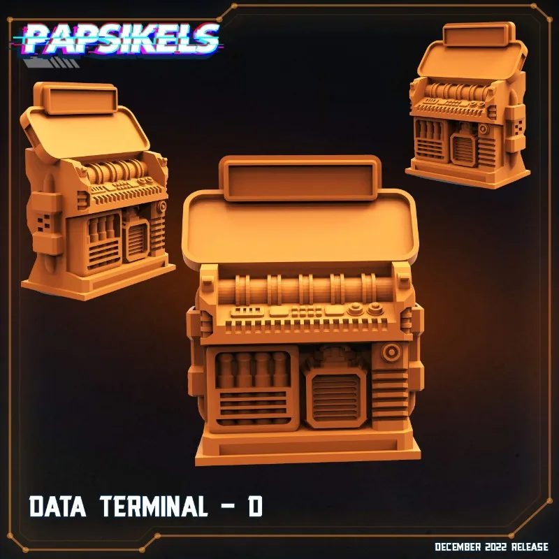 1 PC Papsikels Sci-Fi Data Terminal Miniature-สีส้มวาดด้วยมือเรซิ่นบทบาทเล่นอุปกรณ์เสริม, เหมาะสําหรับเกมตกแต่งห้องของขวัญ