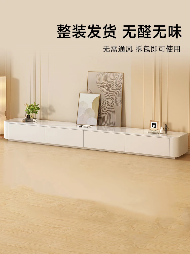 

Cream wind rock TV cabinet living room home simple modern small-sized floor-to-ceiling tea table TV cabinet combination