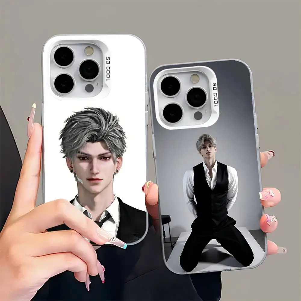 

Sylus Love and Deepspace Phone Case For iPhone 16,15,14,13,12,11,Pro,Max,Plus,Mini,XS,SE Anti Fall Gray White Matte Hard Bumper
