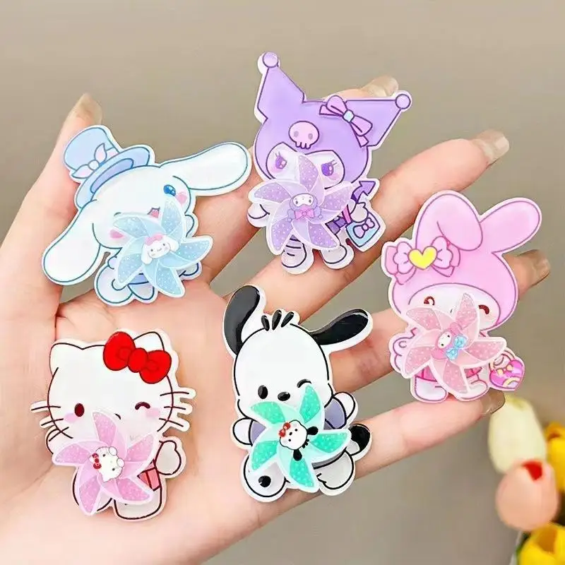 

Sanrio Cute Kids Hair Clips for Girls Waterproof Kids Hair Clips Rotating Small Windmill Hello Kitty Cartoon Festival Gift