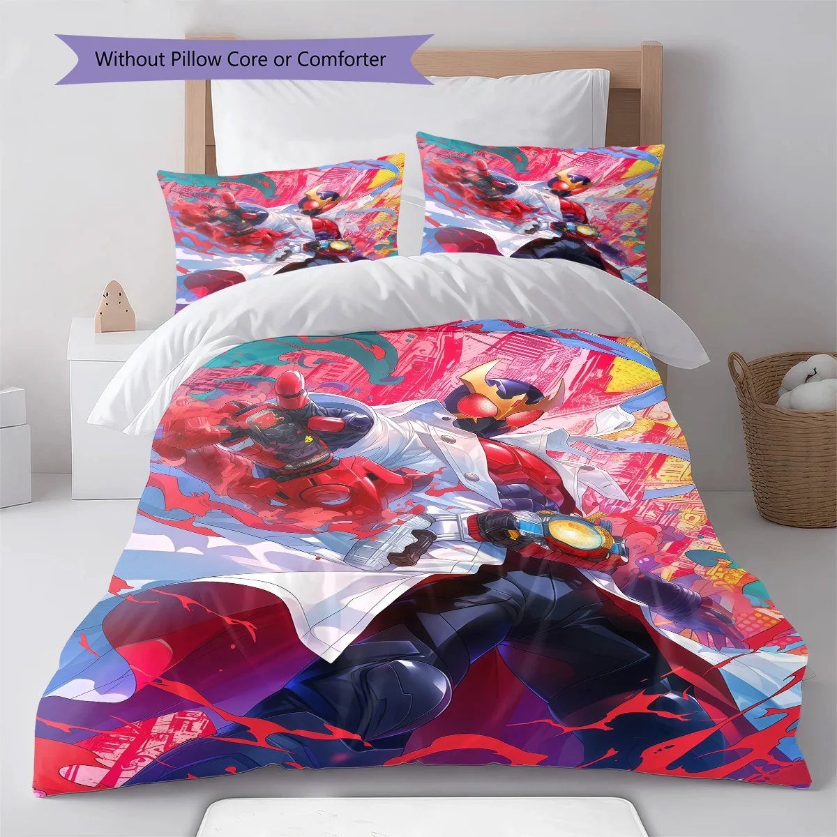 Kamen Rider Battle Pose Bedding Set Anime Duvet Cover Polyester Soft Comforter Bedroom Set -QJY