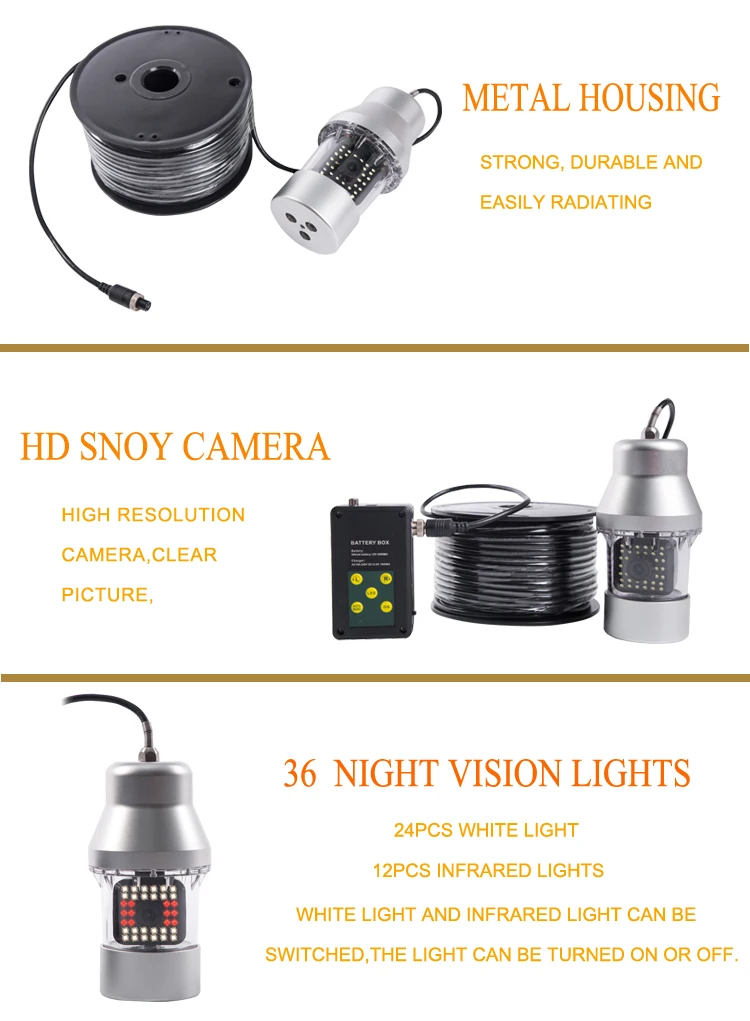 

360° Rotating Underwater Fishing Camera 670Ft Cable 1080P 9inch HD Screen IP8 42LEDs&IR Lights Fishing Video Camera