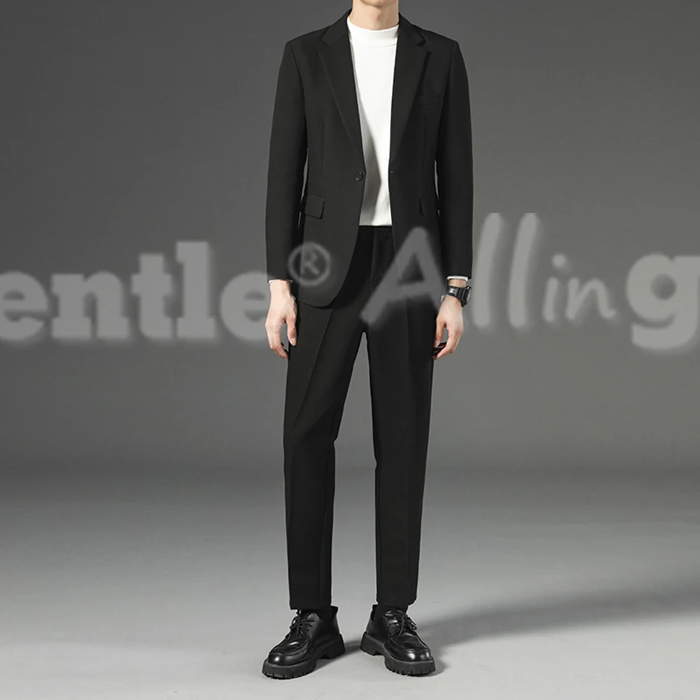 Mens Classic Fit Suits Blazer and Pants 2 Piece Set for Formal Business Wedding Office Casual Events