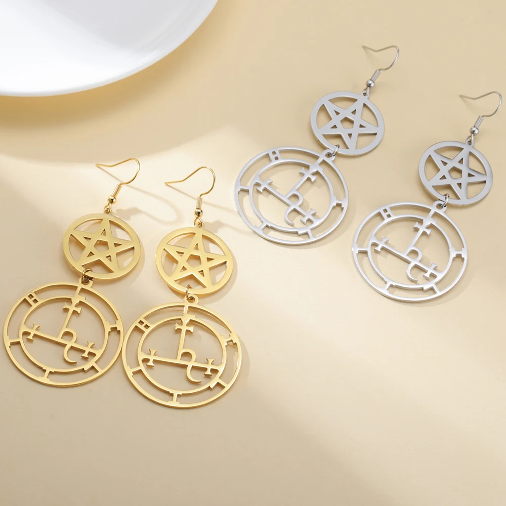 Dawapara Wheel of Hecate Pentagram Ohrringe Sigil of Lilith Mondgöttin Pentagramm Symbol Edelstahl Ohrringe Wicca Schmuck – Detail 17