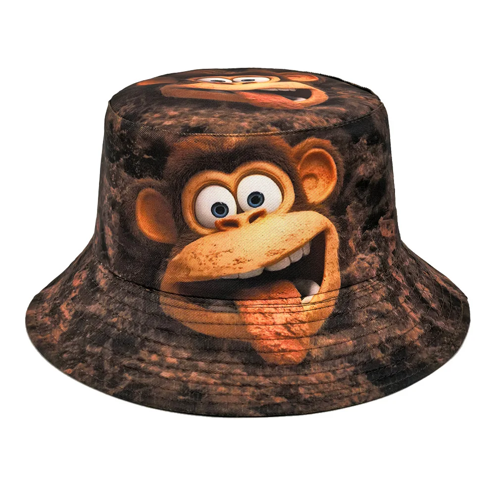 Funny Monkey Print Bucket Hat Unisex Summer Outdoor Sunscreen Fisherman Hat Beach Travel Sun Hat Women Men Cute Animal Panama