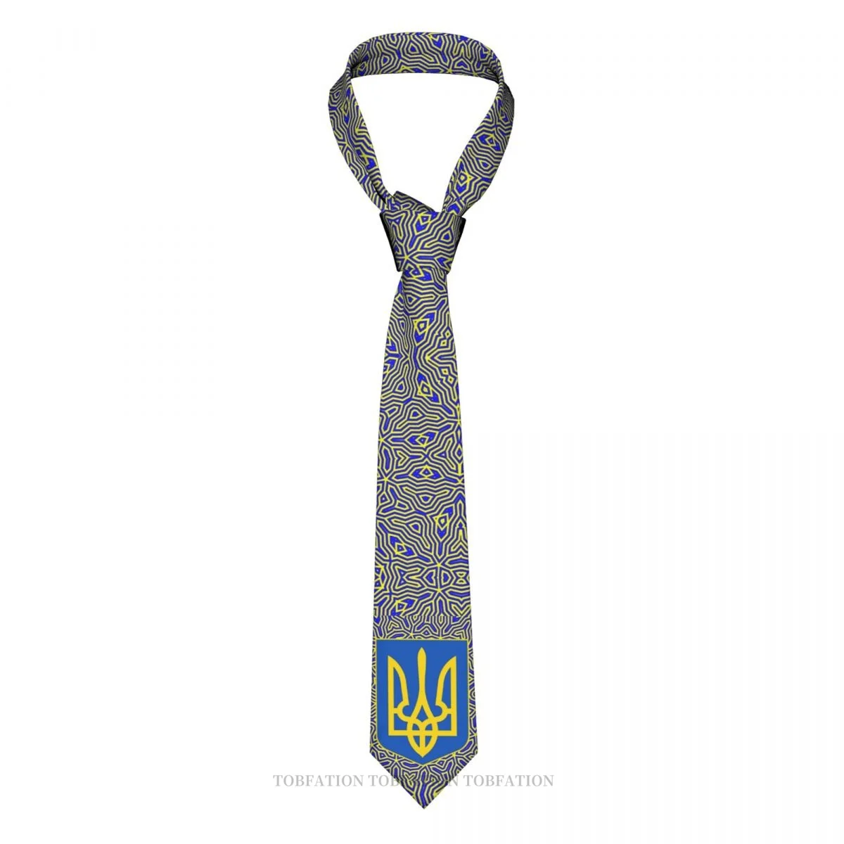 Trident Print Ties Ukraine Ukrainian Casual Unisex Neck Tie Daily Wear Narrow Striped Slim Cravat