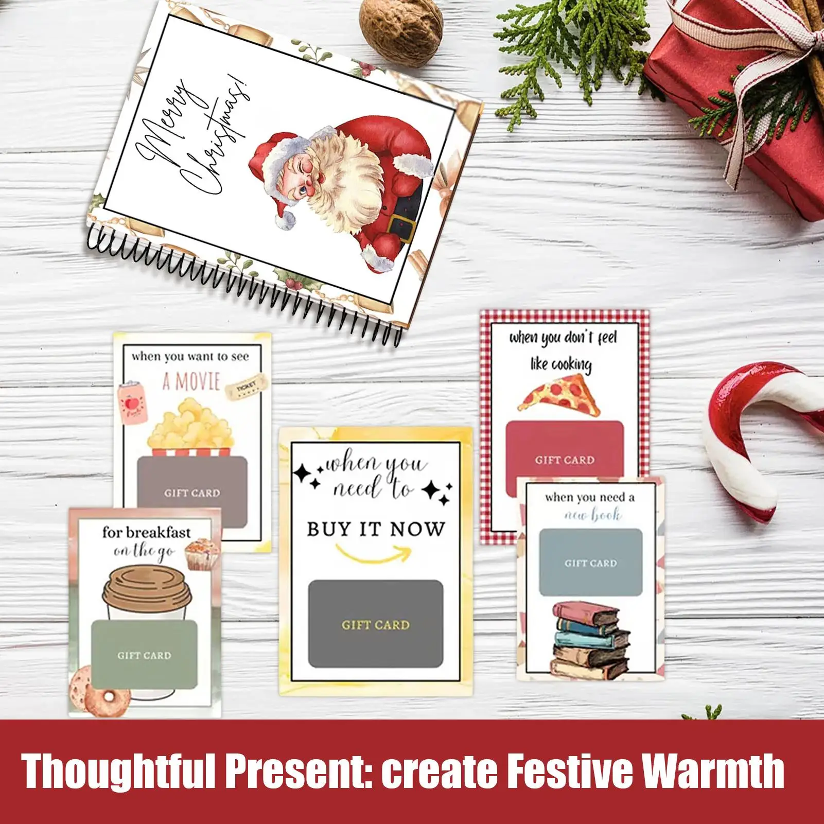 Weihnachts-Geschenkkartenbuch, Spiralbindung, Weihnachts-Geschenkkartenbuch, Festliche Weihnachtsgeschenke für Teenager, Organizer für Grußkarten – Detail 4