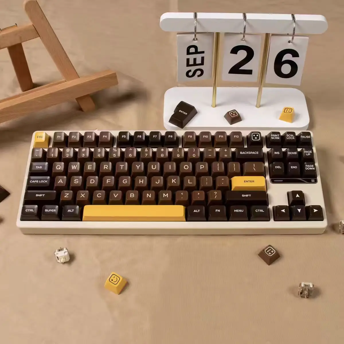 Chocolate Color Keycap SA Height PBT Material Two-color Injection Molding 160-Key Complete Set Light Blocking Suitable