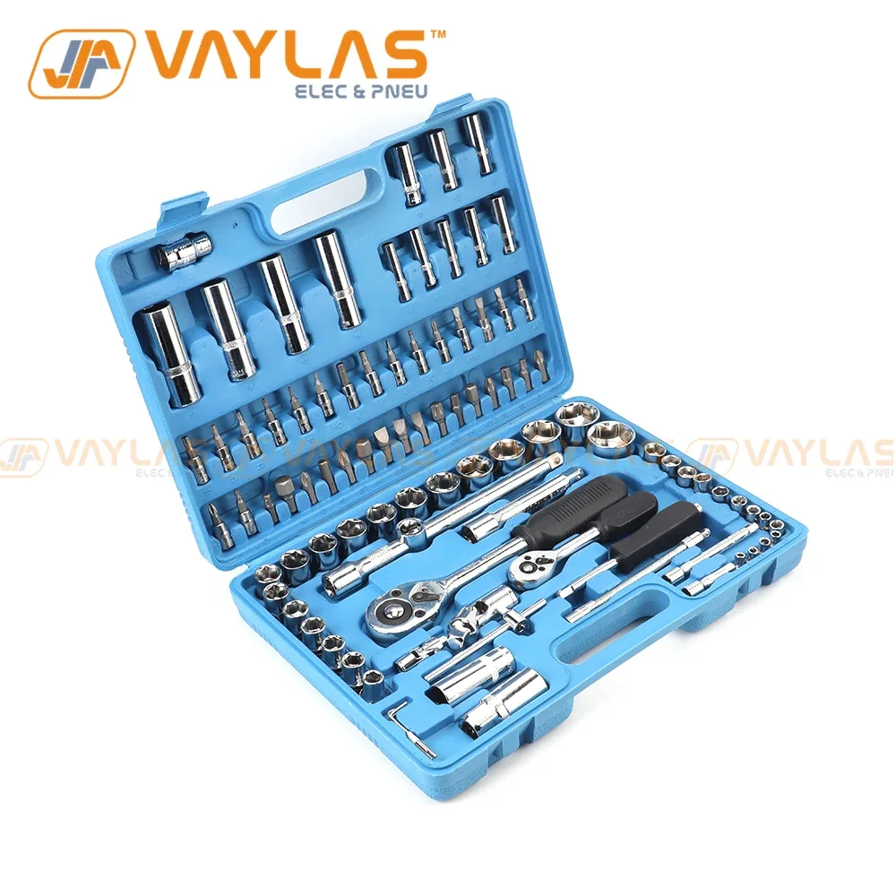 94PCS Socket Wrench Spanner Kit Extension Rod Long Medium Socket with Plastic Case