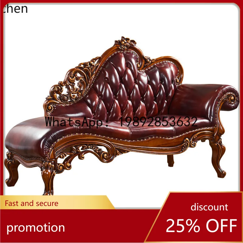 

YFY Sofa Factory Direct Sale European Style Chaise Longue Solid Wood Carved French Style Chaise Longue Living Room Chaise Lounge
