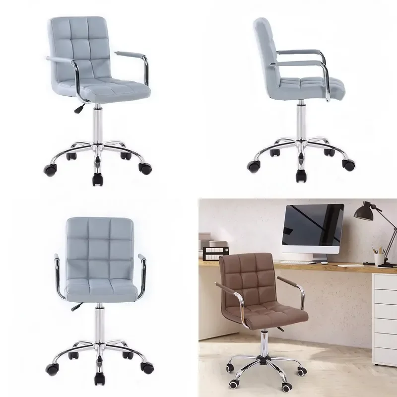 for Modern Polyurethane Leather Armrest Office Chair Mid Back Adjustable Home Computer Chair with 360 Rotating Wheels