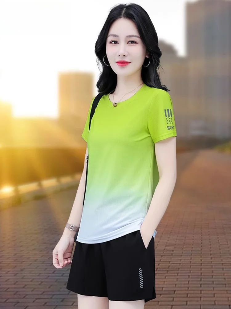 

TUCANO Women's Qui Dry Sports Suit Ice Silk Casual ort Sve Two Piece Set Breathable Summer 2026 New Sle