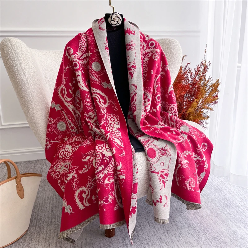 

Boho Ethic Cashmere Jacquard Scarf Shawl Wraps for Women Warm Winter Pashmina Scarves Lady Foulard Echarpe Poncho Stoles