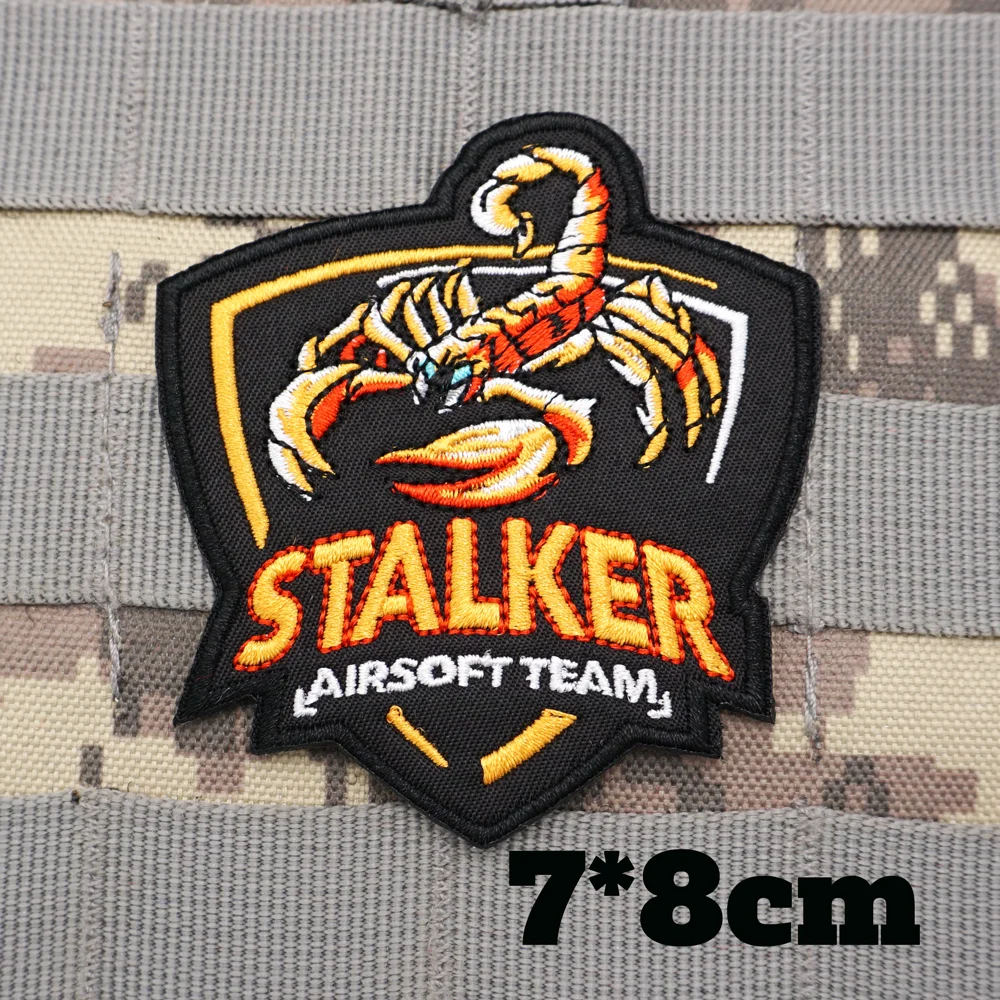 STALKER AIRSOFT Scorpion Military Tactical Embroidered Patches Armband Backpack Badge with Hook Backing for Clothing