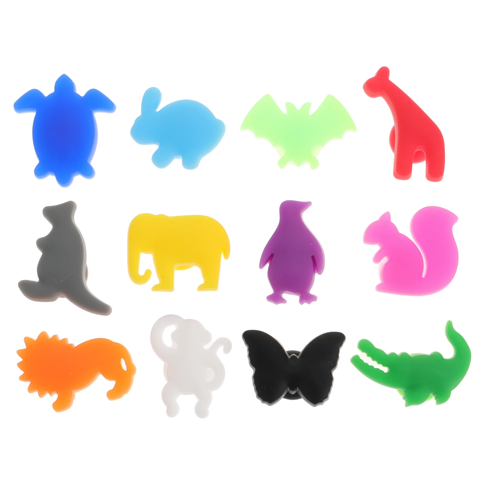 

12 Pcs Silicone Charms Glass Charms Animal Shapes Drink Markers Silicone Party Decorations Wedding Gifts