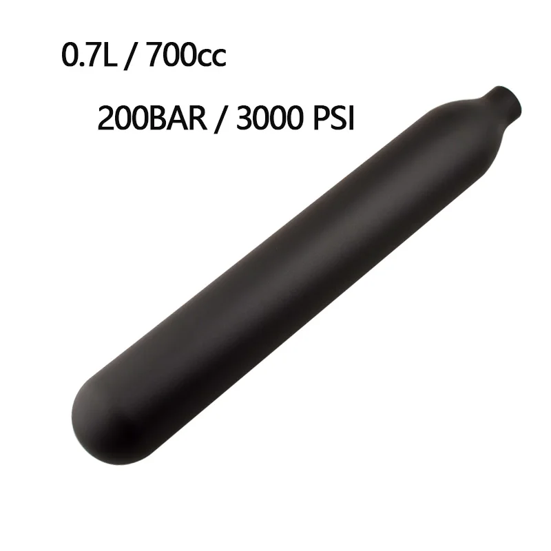 

HPA 0.7L 700cc Scuba Diving Air Tank 200BAR 3000PSI Gas Cylinder Compressed Air 6061 Black Aluminum Bottle For Station Aquarium