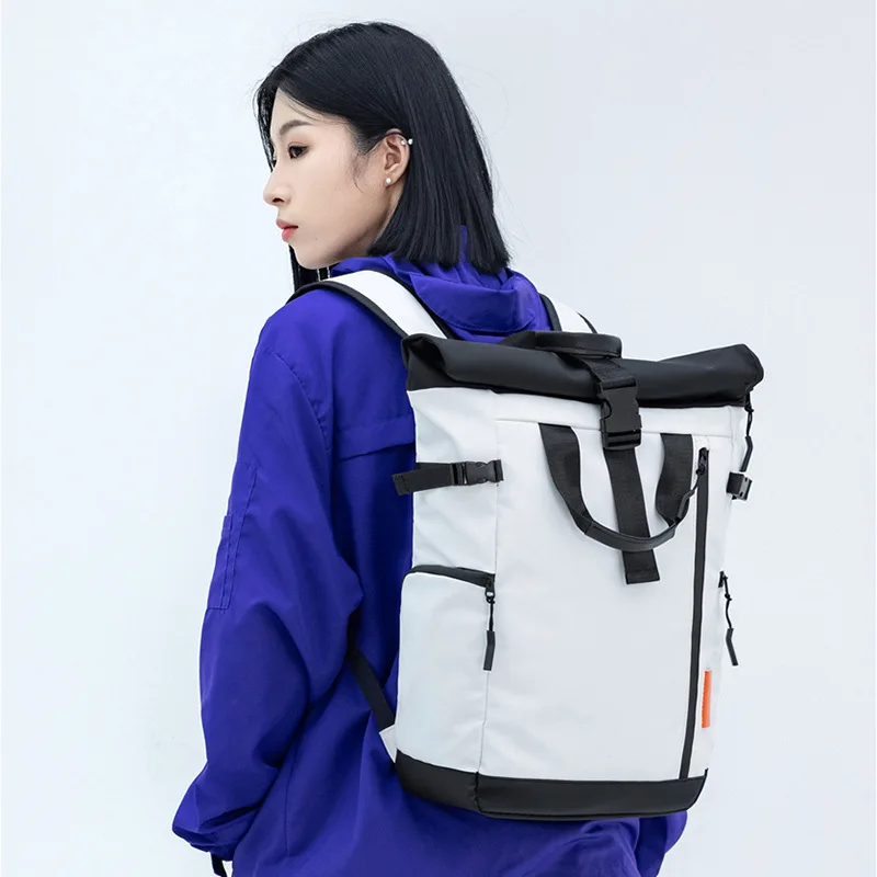 Large-Capacity Sports Backpack, Foldable Roll-Top Backpack, Trendy Casual Backpack, Outdoor Travel Backpack, Unisex Laptop Bag, Student School Bag