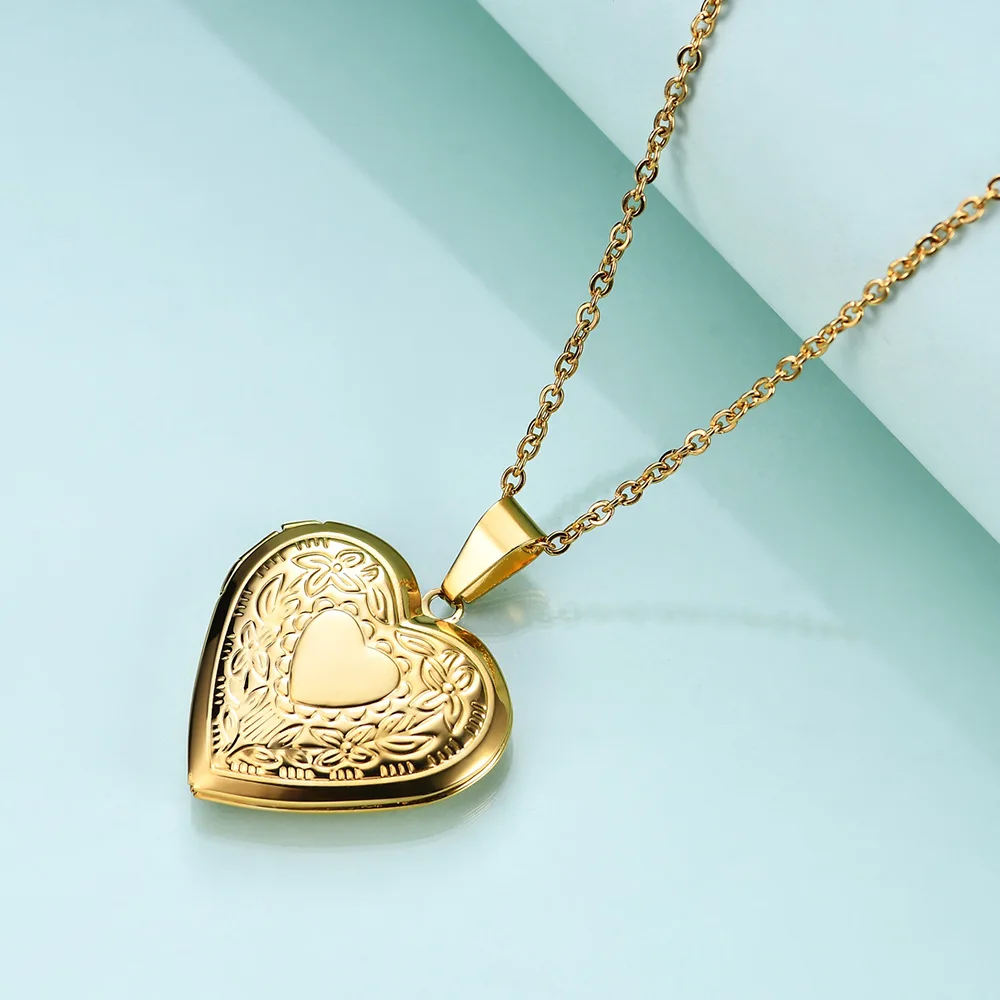 Offene Foto-Medaillon-Halskette aus Edelstahl für Damen, Anhänger zum Aufhängen von Bildern, Kette in Gold- oder Silberfarbe, Mädchen-Geburtstags-Schmuck – Detail 13
