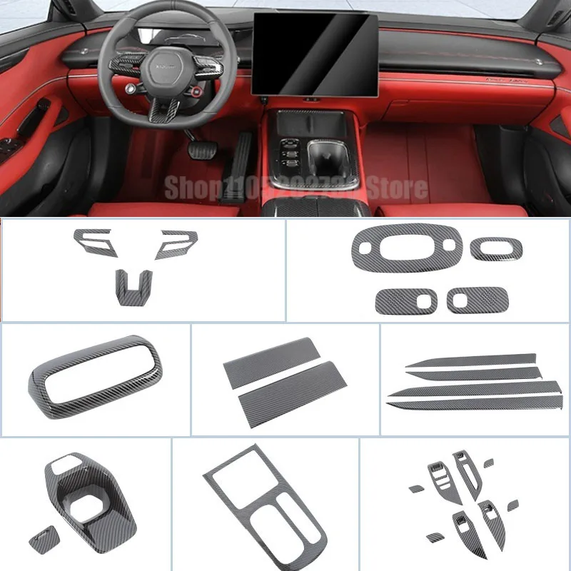 

Carbon Fiber Look Protection Cover Creative Sticker for Xiaomi SU7 2024 2025 2026 Center Control Cup Panel Side Strip