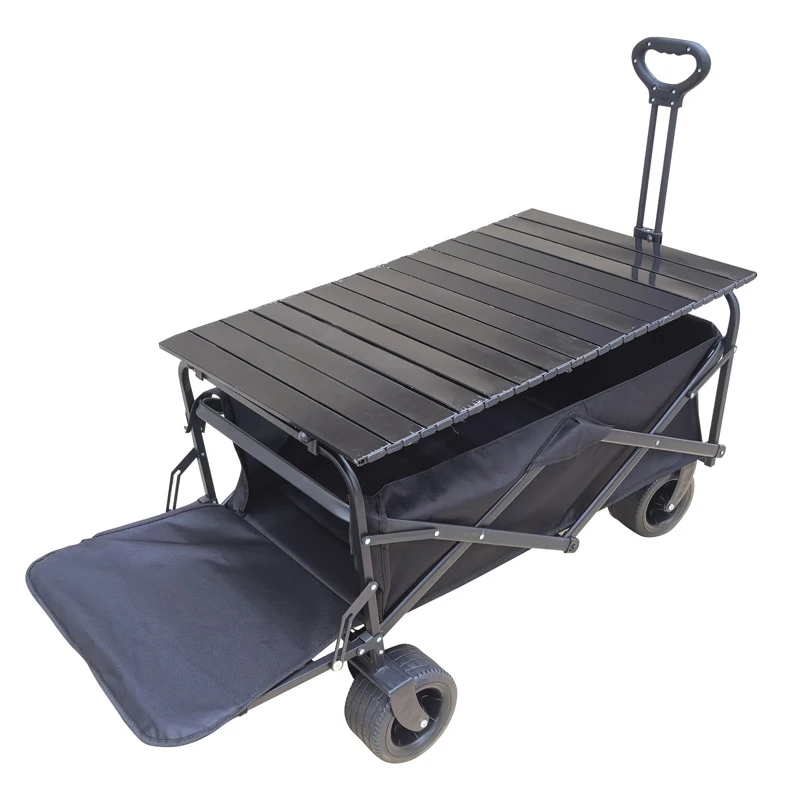 

Camping Trolley Heavy Duty Festival Cart Big Wheels Beach Trolley Cart w/Adjustable Handle & Drink Holders Wheels