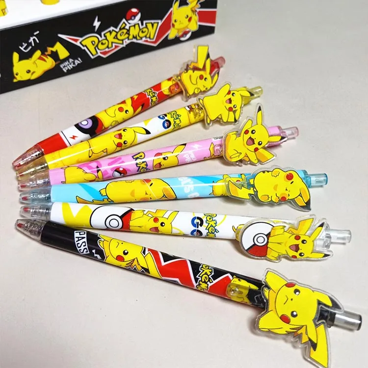 Imagem -02 - Pokemon Caneta Gel Pikachu 0.5 mm Tinta Preta Criativa Assinatura Escritório Fornecimento Escolar Brinde Promocional 12 Pcs Lot