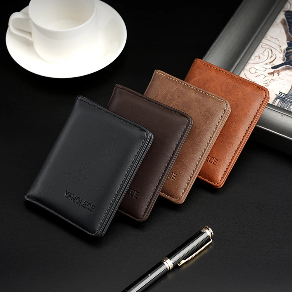 Men's Wallet Leather Billfold Slim Cowhide Credit Card/ID Holders Multi-slot Money Bag Cash Coin Purses Business Short Wallets