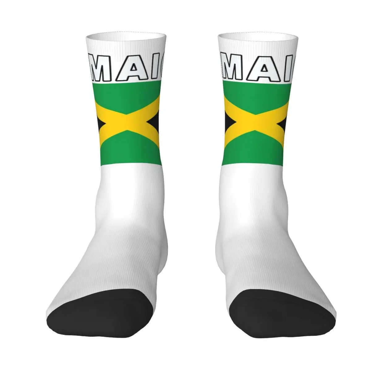 Jamaica National Soccer Game Socks Autumn Jamaican Flag Stockings Vintage Men Medium Soft Socks Skateboard Non Slip Socks