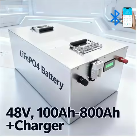 48V 100Ah-800Ah LiFePO4 Lithium Battery with BMS Rechargeable for 4KW 9KW Solar System Photovoltaic Power RV Off-Grid Marine Boa