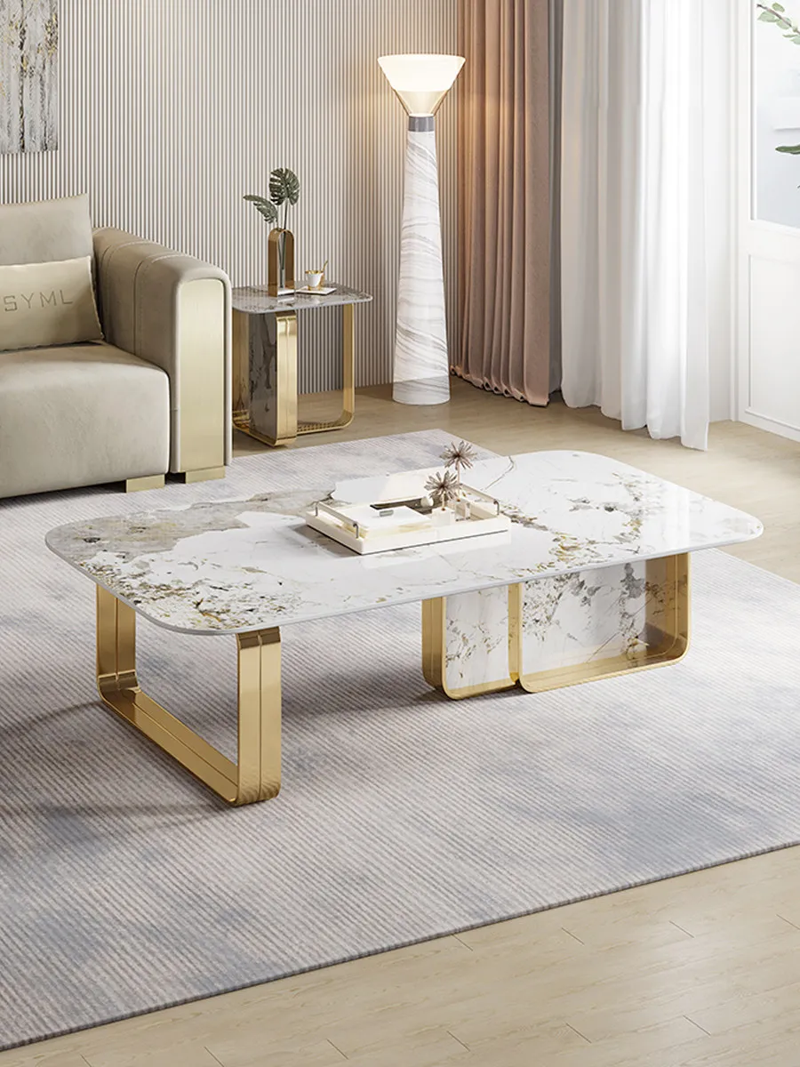Pandora Metal Slate Coffee Table Light Luxury Italian Modern Simple Small Apartment High-end Designer Living Room Rectangular
