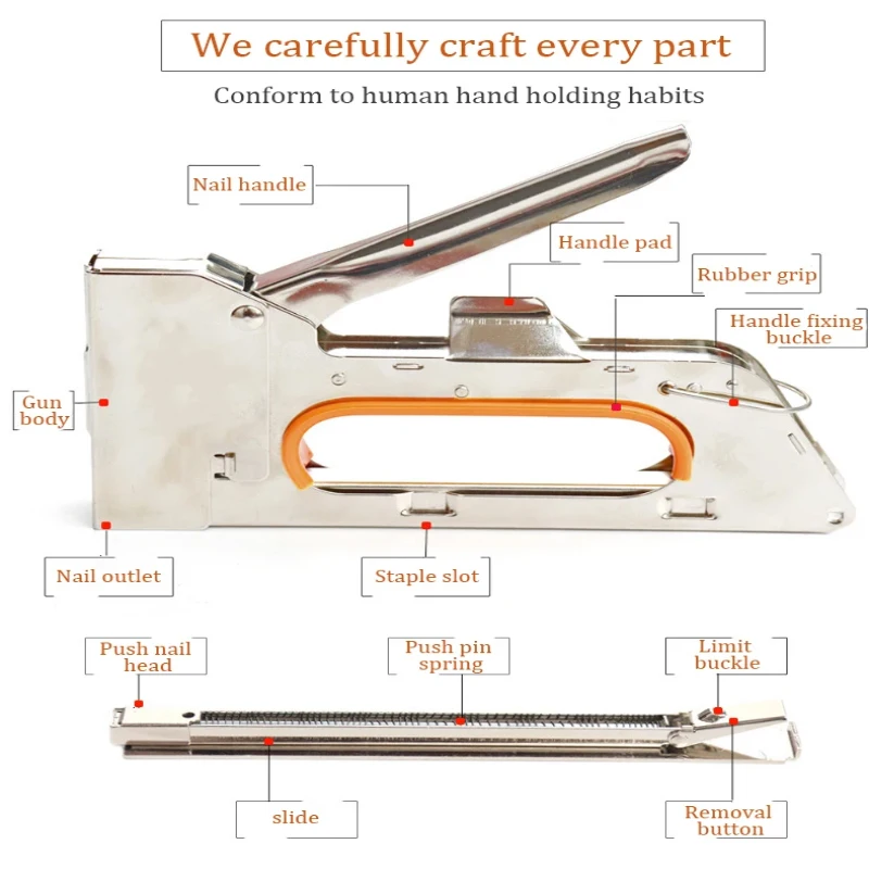 

1pcs Manual Staple Gun Heavy Duty U-Type Nailer 1008F Wall Stapler for Advertising Spray and Canvas Stretching