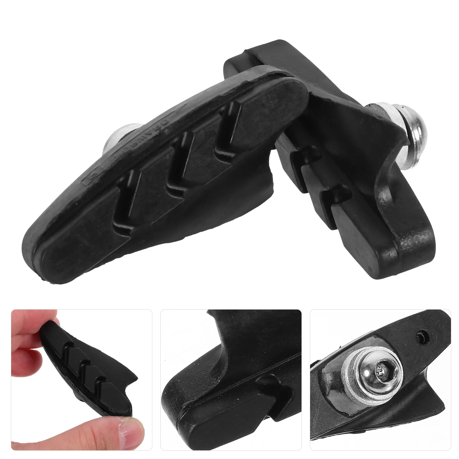 

2pcs Road Bike Brake Pads Pad Set Wearable Rubber Grooves Noise Reduction Strong Friction Durable In Wet Weather