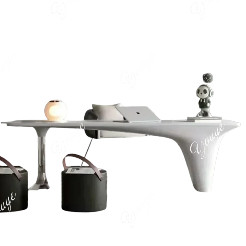 โต๊ะทำงานสำนักงานสีขาวหรูหรา N49 J โต๊ะทำงานอเนกประสงค์สำหรับบ้าน โต๊ะคอมพิวเตอร์ โต๊ะทำงานผู้บริหาร เฟอร์นิเจอร์สำนักงาน