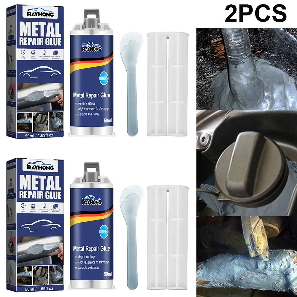 2Pcs Cold Weld Repair Adhesive Heat Resistance for Steel Iron Aluminum (100ml)
